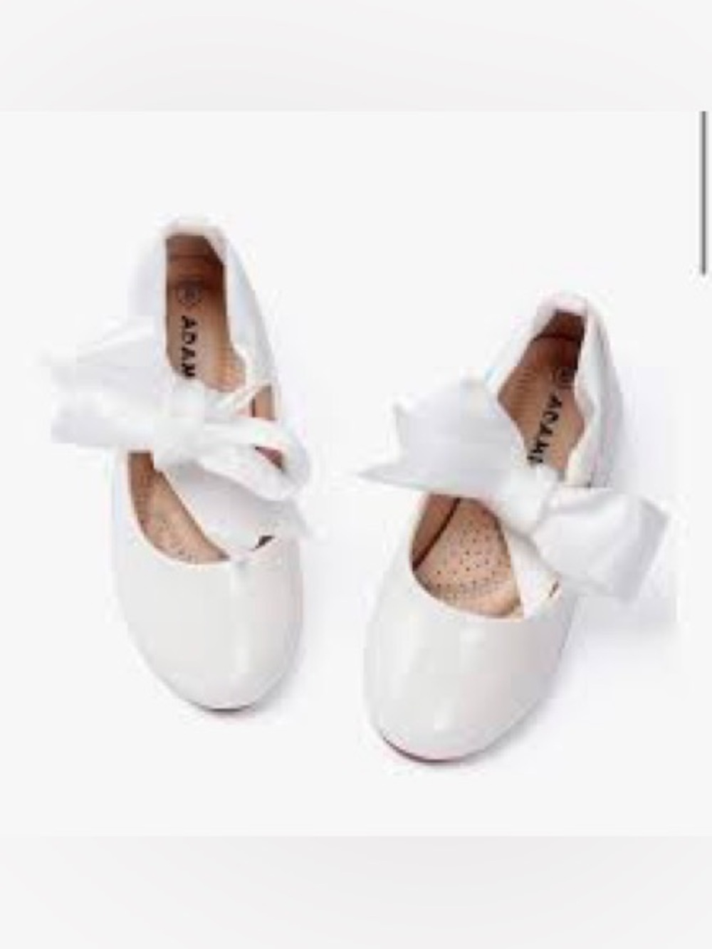 Adamumu White Ribbon Tie Flats for Girls